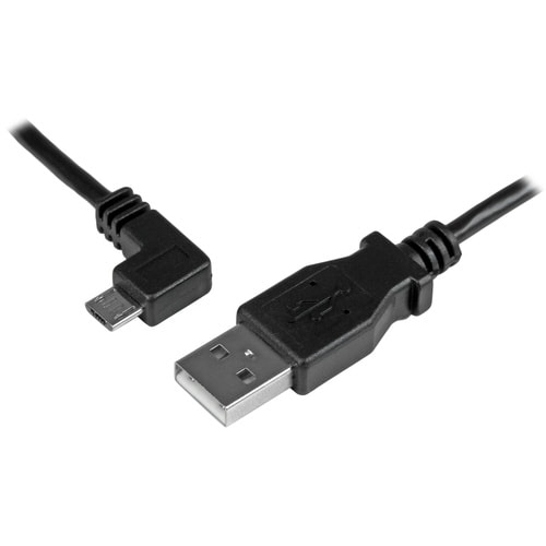 MicroUSB充電同期ケーブル L型左向 2m