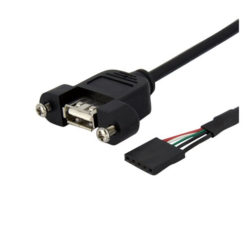 USB 2.0パネルマウント変換ケーブル 30cm