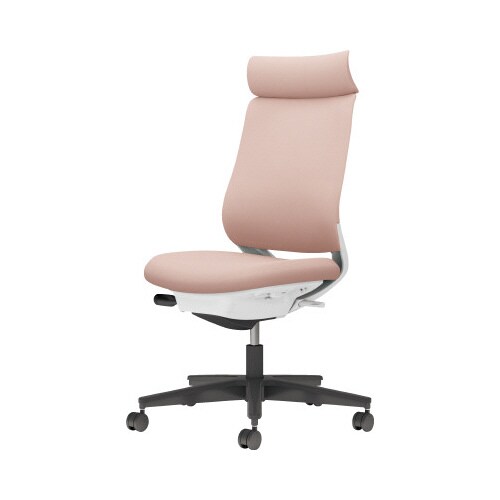 チェア ミトラ2黒脚ハイ肘無F本体白桃色W
