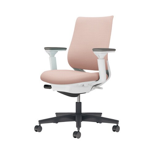 チェア ミトラ2黒脚ロー可動肘F本体白桃色U