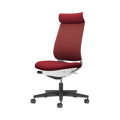 チェア ミトラ2黒脚ハイ肘無M本体白赤U
