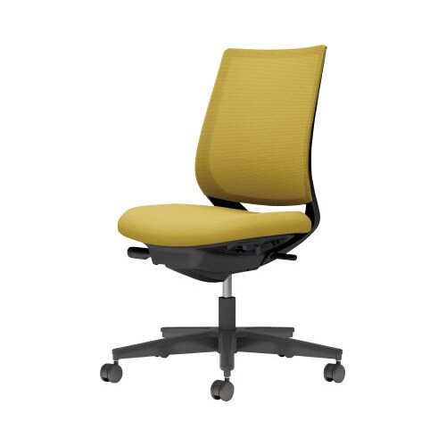 チェア ミトラ2黒脚ロー肘無M本体黒黄U