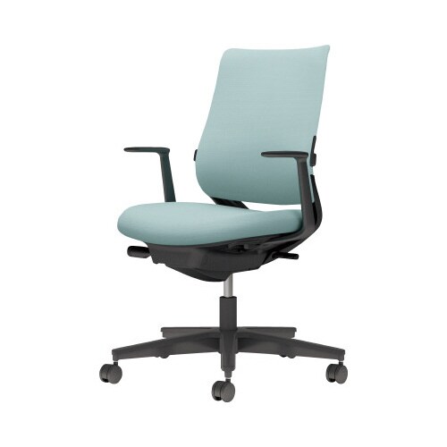 チェア ミトラ2黒脚ローL字肘RF本体黒水色W