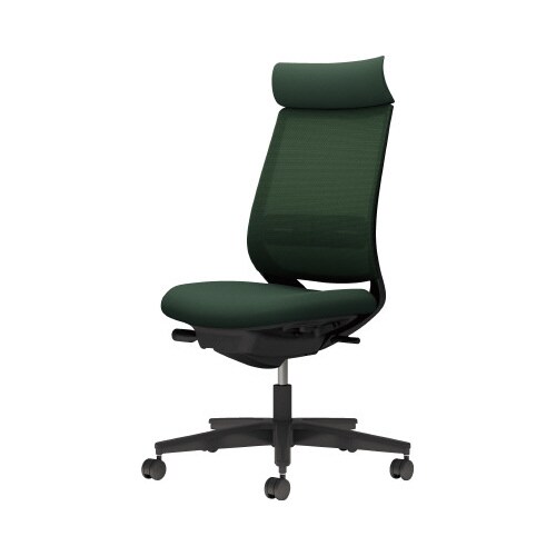 チェア ミトラ2黒脚ハイ肘無RM本体黒濃緑U