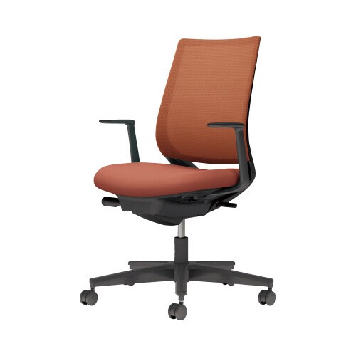 チェア ミトラ2黒脚ローL字肘M本体黒橙W