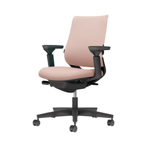 チェア ミトラ2黒脚ロー可動肘RF本体黒桃色W