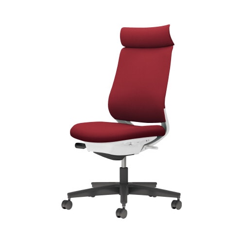 チェア ミトラ2黒脚ハイ肘無F本体白赤U