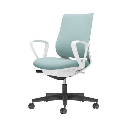 チェア ミトラ2黒脚ローサークル肘RF本体白水色W