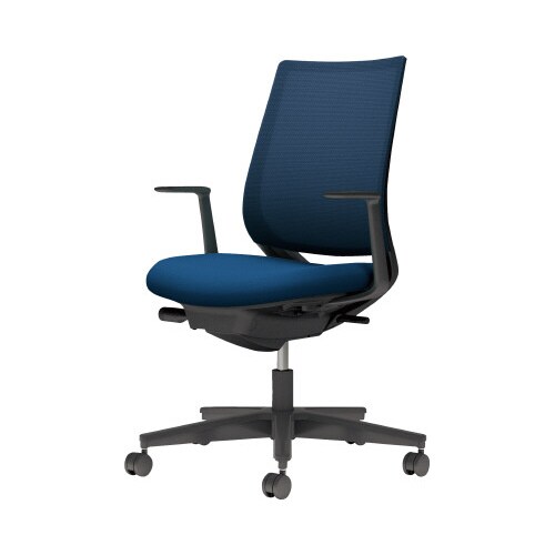 チェア ミトラ2黒脚ローL字肘M本体黒紺色U