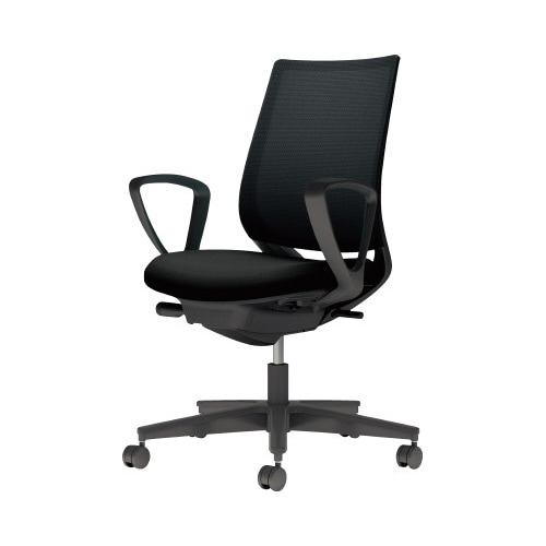 チェア ミトラ2黒脚ローサークル肘M本体黒黒W