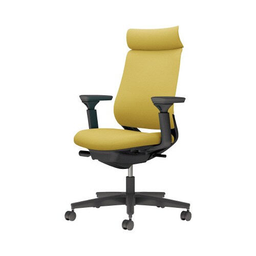 チェア ミトラ2黒脚ハイ可動肘F本体黒黄W