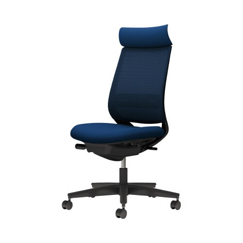チェア ミトラ2黒脚ハイ肘無RM本体黒紺色W