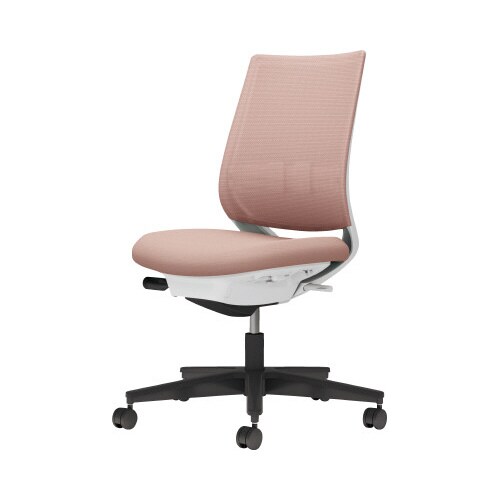 チェア ミトラ2黒脚ロー肘無RM本体白桃色W