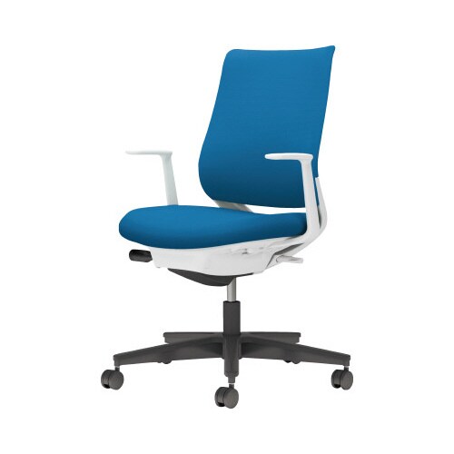 チェア ミトラ2黒脚ローL字肘F本体白青U