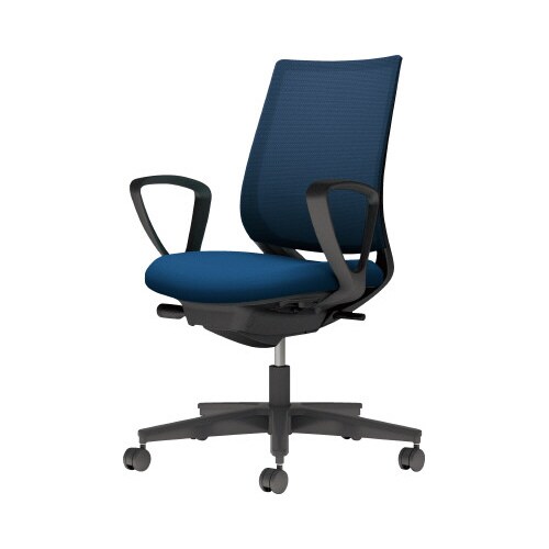 チェア ミトラ2黒脚ローサークル肘M本体黒紺色U