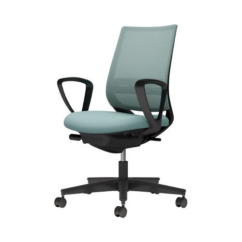 チェア ミトラ2黒脚ローサークル肘RM本体黒水色W