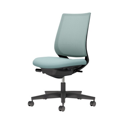 チェア ミトラ2黒脚ロー肘無M本体黒水色U