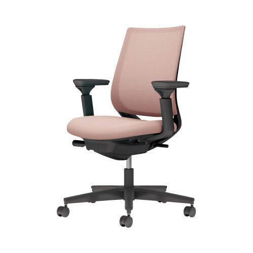 チェア ミトラ2黒脚ロー可動肘M本体黒桃色U