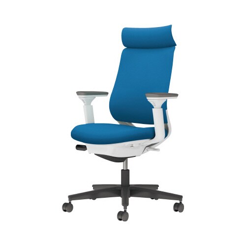 チェア ミトラ2黒脚ハイ可動肘F本体白青W