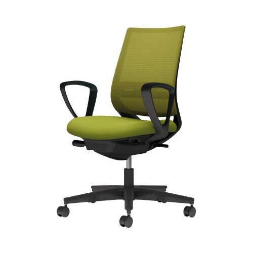 チェア ミトラ2黒脚ローサークル肘RM本体黒黄緑U