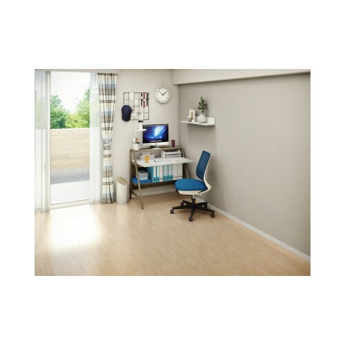 チェア ミトラ2黒脚ロー肘無RM本体白青U