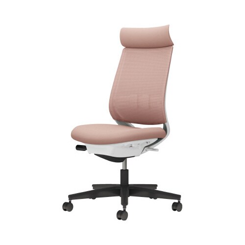 チェア ミトラ2黒脚ハイ肘無RM本体白桃色W