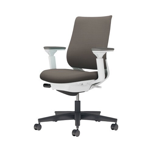 チェア ミトラ2黒脚ロー可動肘F本体白灰色U