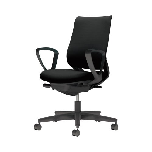 チェア ミトラ2黒脚ローサークル肘F本体黒黒U