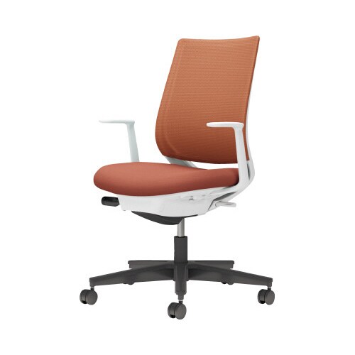 チェア ミトラ2黒脚ローL字肘M本体白橙W