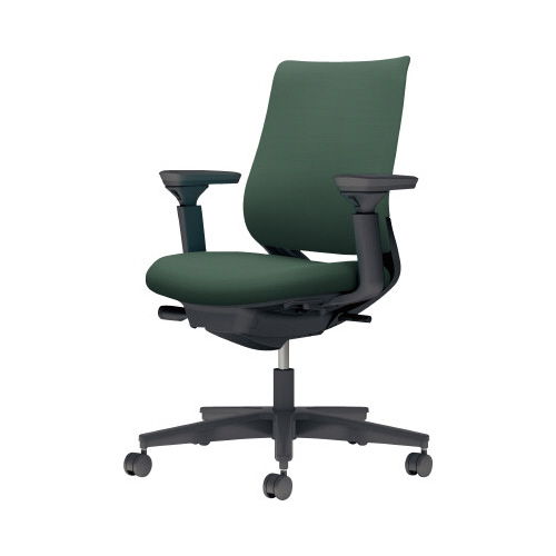 チェア ミトラ2黒脚ロー可動肘F本体黒濃緑W
