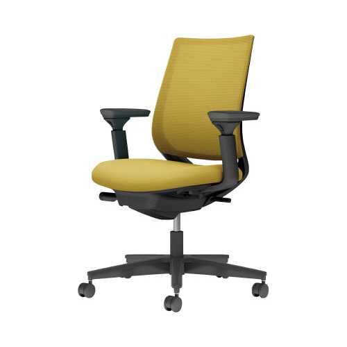 チェア ミトラ2黒脚ロー可動肘M本体黒黄W