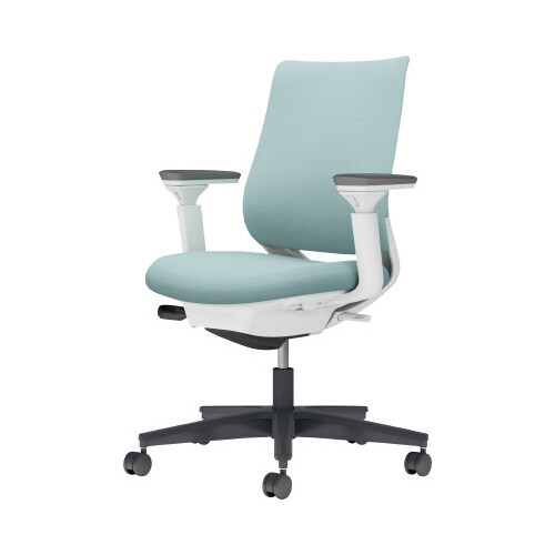 チェア ミトラ2黒脚ロー可動肘F本体白水色U