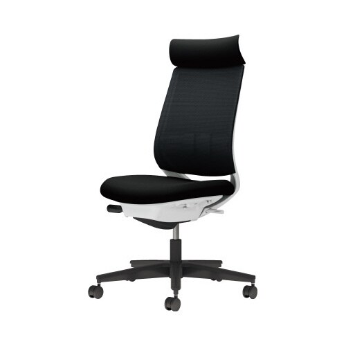 チェア ミトラ2黒脚ハイ肘無RM本体白黒W