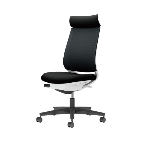 チェア ミトラ2黒脚ハイ肘無M本体白黒W