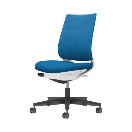 チェア ミトラ2黒脚ロー肘無M本体白青U