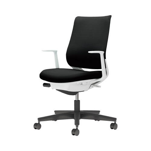 チェア ミトラ2黒脚ローL字肘F本体白黒W