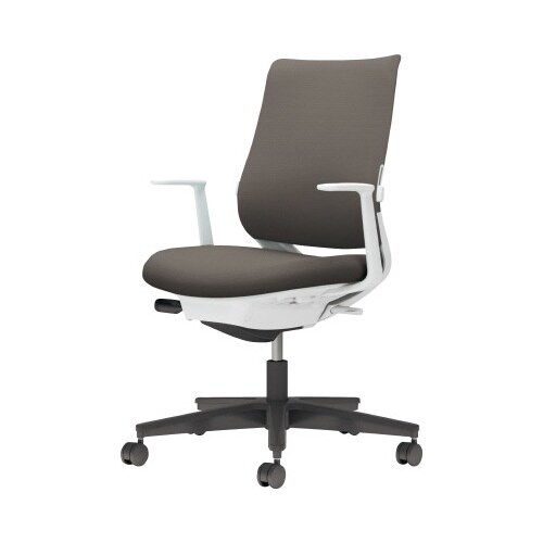 チェア ミトラ2黒脚ローL字肘RF本体白灰色U