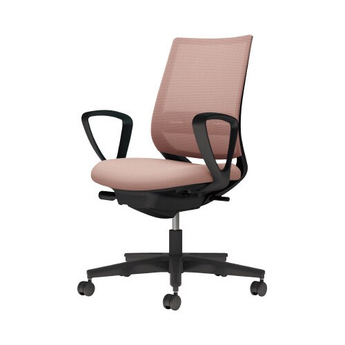 チェア ミトラ2黒脚ローサークル肘RM本体黒桃色U