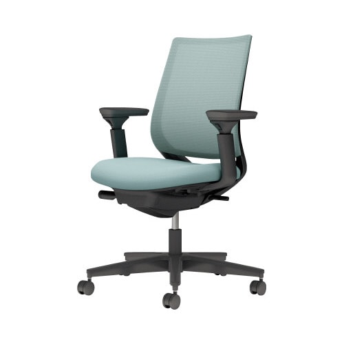 チェア ミトラ2黒脚ロー可動肘M本体黒水色U