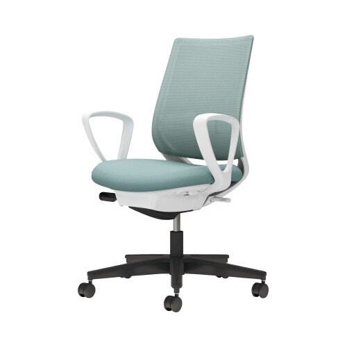 チェア ミトラ2黒脚ローサークル肘RM本体白水色U