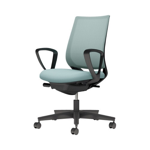 チェア ミトラ2黒脚ローサークル肘M本体黒水色U