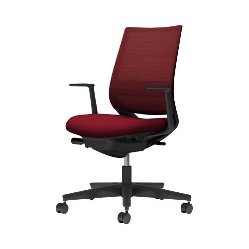 チェア ミトラ2黒脚ローL字肘RM本体黒赤U