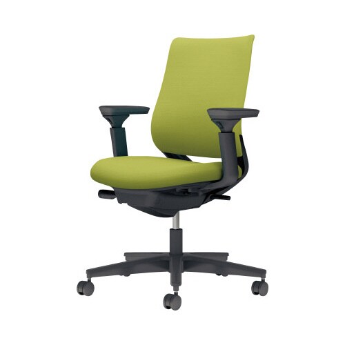 チェア ミトラ2黒脚ロー可動肘F本体黒黄緑W
