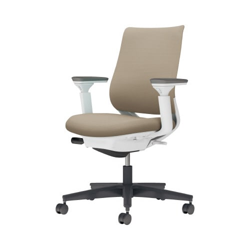 チェア ミトラ2黒脚ロー可動肘F本体白茶色U
