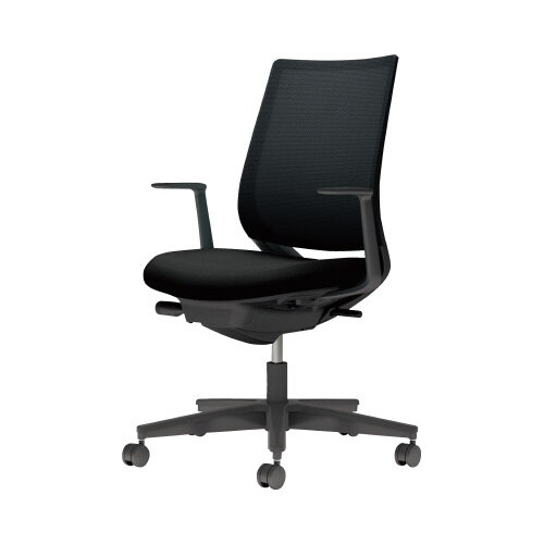 チェア ミトラ2黒脚ローL字肘M本体黒黒U