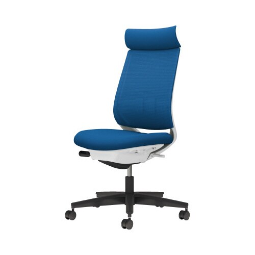 チェア ミトラ2黒脚ハイ肘無RM本体白青U