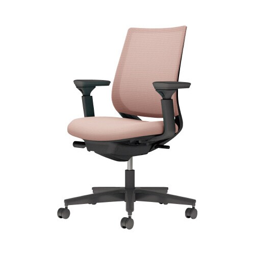 チェア ミトラ2黒脚ロー可動肘M本体黒桃色W