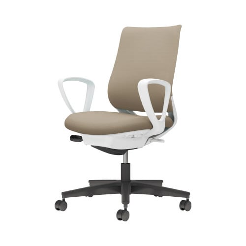 チェア ミトラ2黒脚ローサークル肘F本体白茶色U