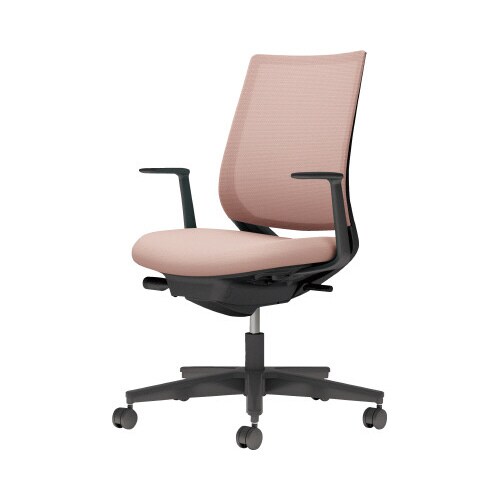 チェア ミトラ2黒脚ローL字肘M本体黒桃色U