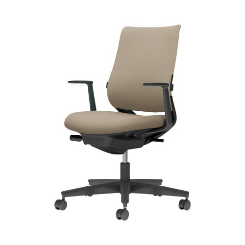 チェア ミトラ2黒脚ローL字肘RF本体黒茶色W